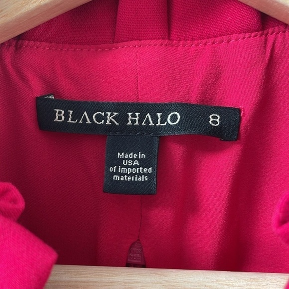 Black Halo Antoinette Fit & Flare Dress Snap Dragon Pink V Neck A-Line 8 - Picture 14 of 16